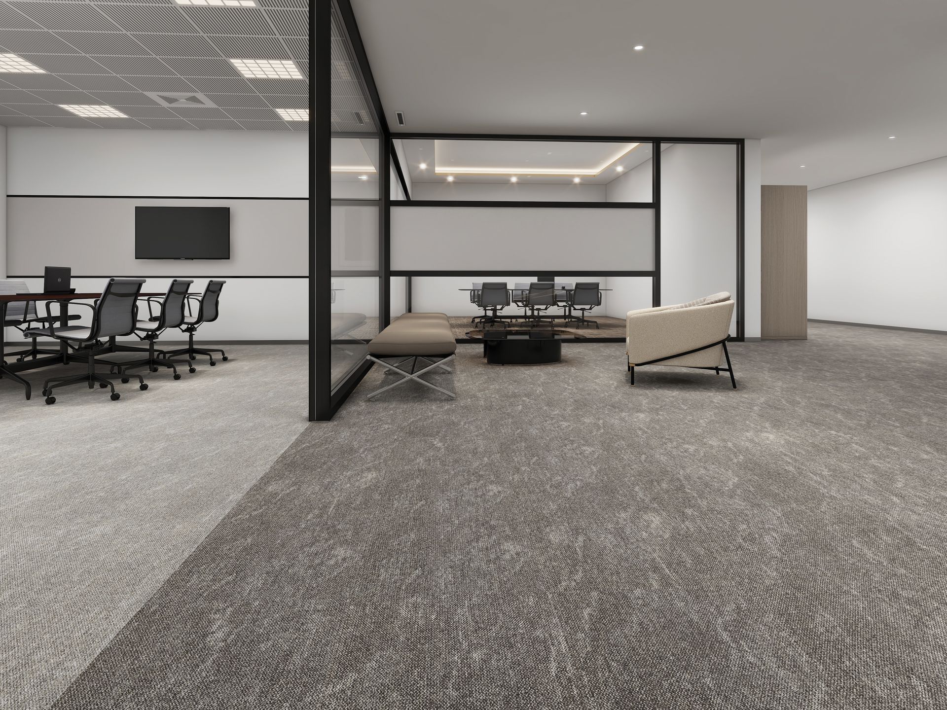 SURF carpet tiles multi-color installation